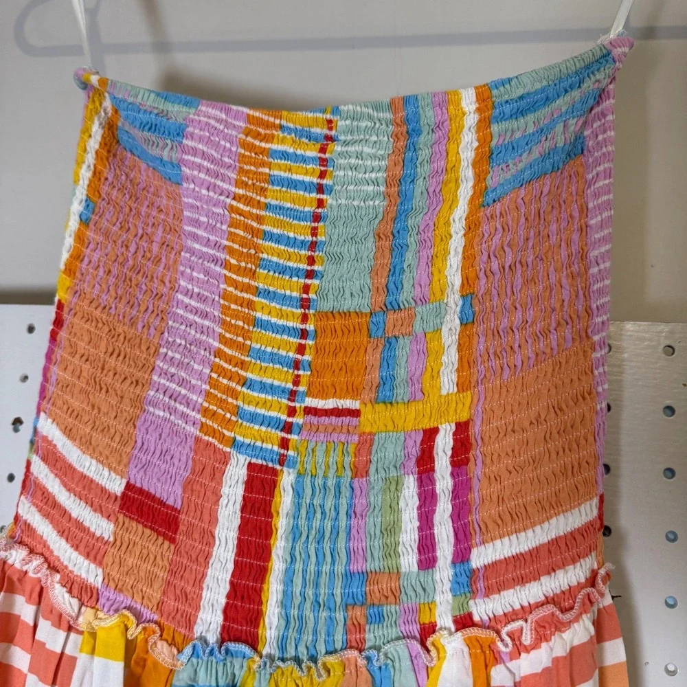 Abel The Label Smocked Maxi Dress Women's Small Multicolor Patchwork Party‎ - Picture 5 of 13